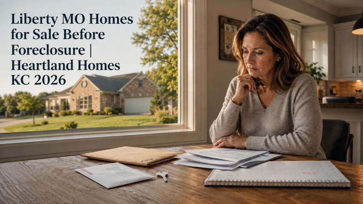Liberty Missouri homeowner reviewing options to sell a home before foreclosure in 2026.