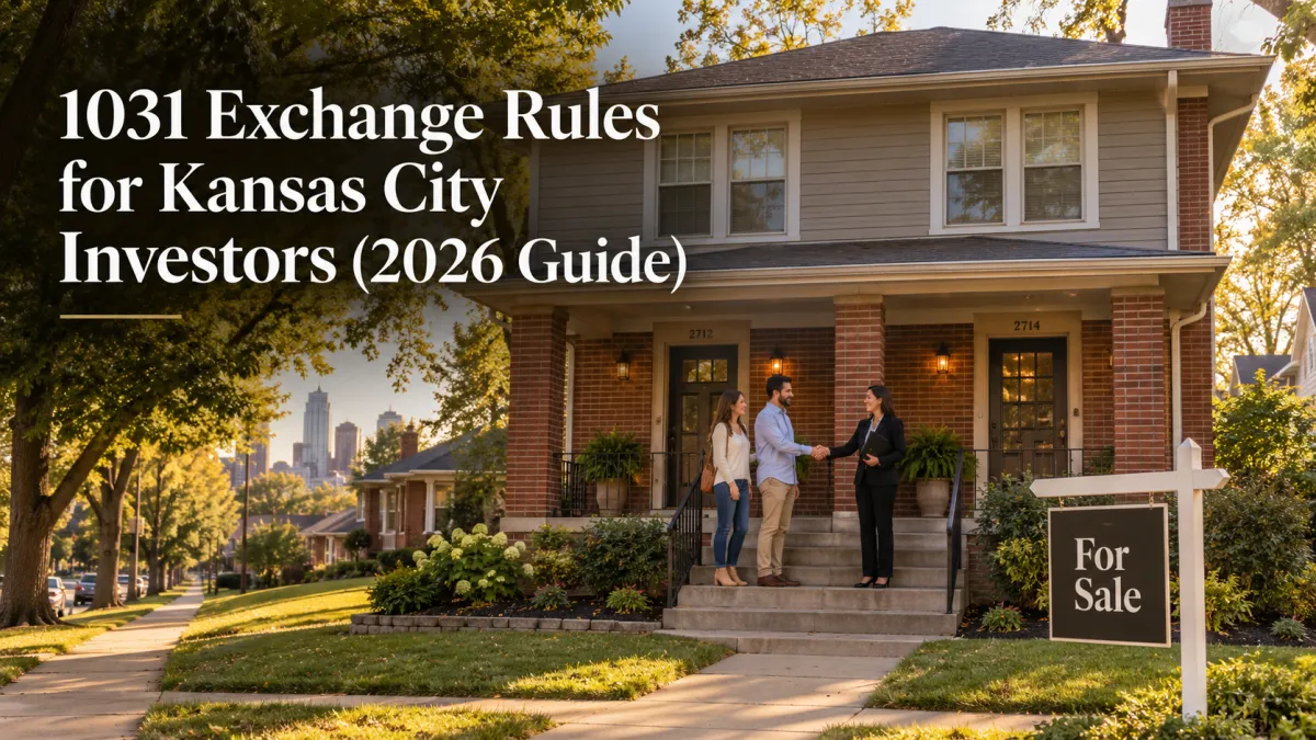 Kansas City investors completing a 1031 exchange for a brick duplex with help from a real estate agent.