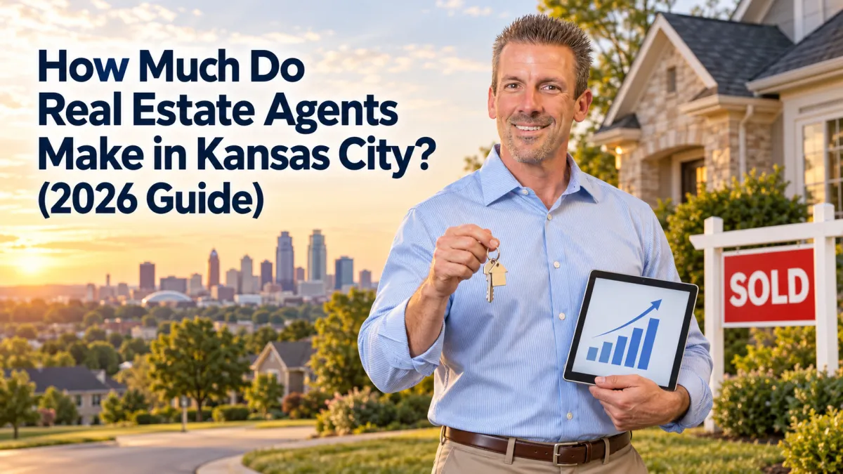 Jason DeLong, Kansas City real estate agent, holding house keys and a tablet beside a sold home in the Kansas City Northland.