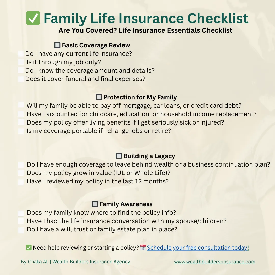 Family Life Insurance Checklist
