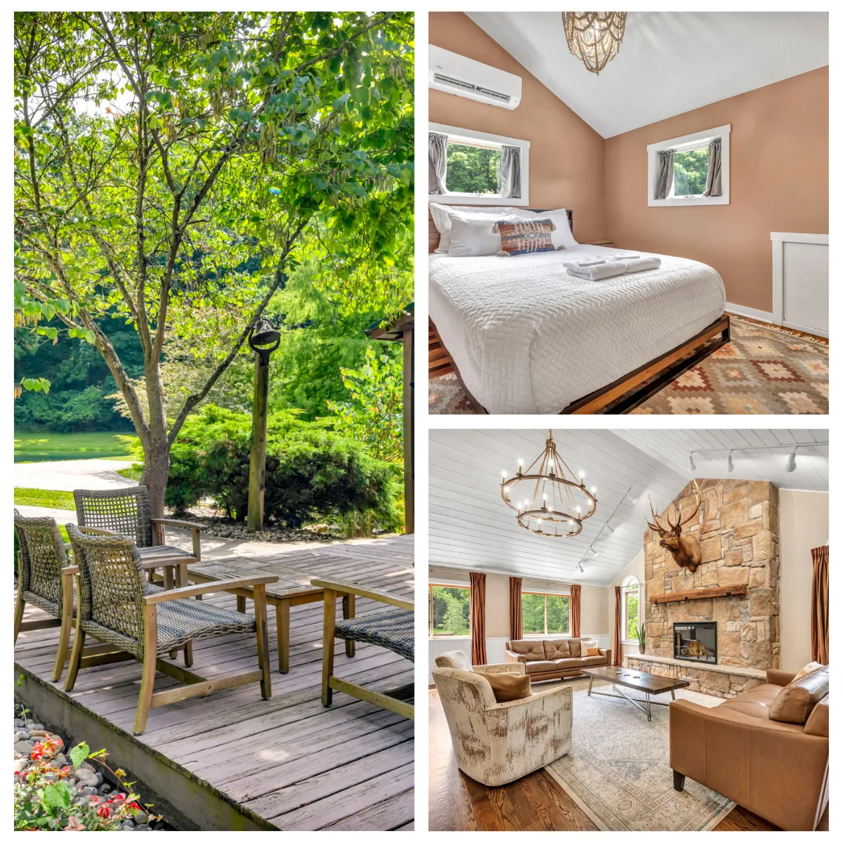 Unwind at The Hideaway with luxurious bedrooms, spacious living room and outdoor deck