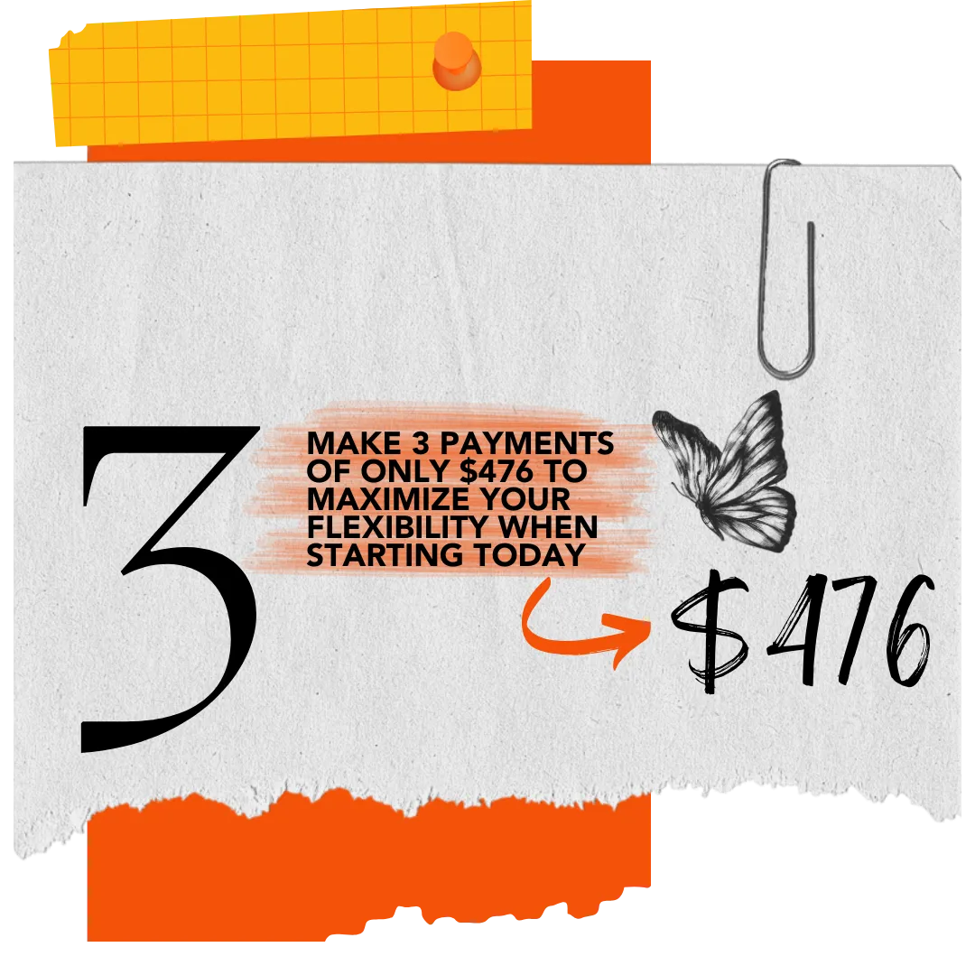   Make 3 installments of Only $476 to maximize your flexibility when starting today.