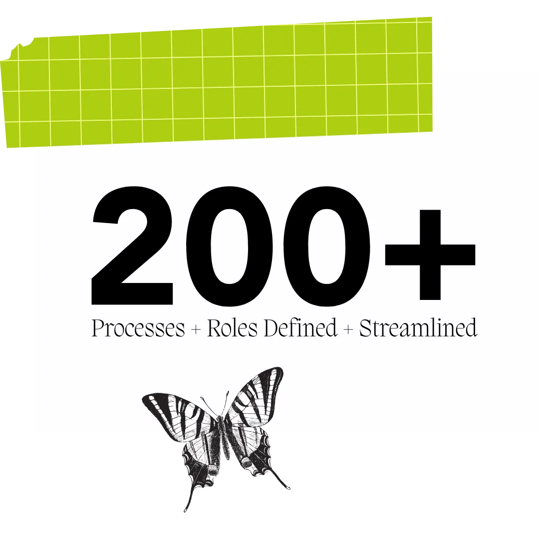 200+  Processes + Roles Defined + Streamlined