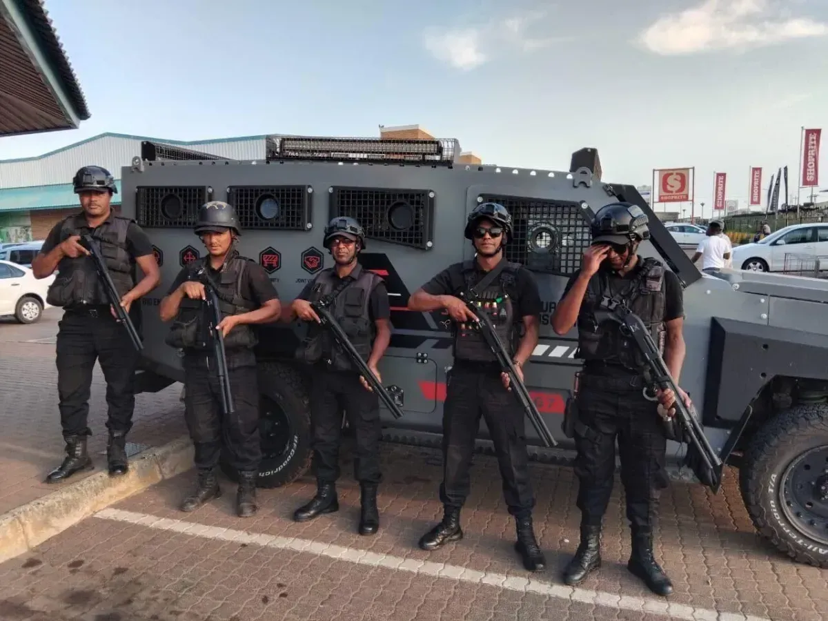 Armed guards providing private security in South Africa