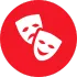 Acting icon showing theatre masks for drama and character work