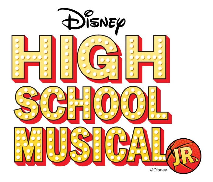 Disney's High School Musical JR. logo promoting MGA’s 2026 Junior Musical Showcase, a performance opportunity for young stars.