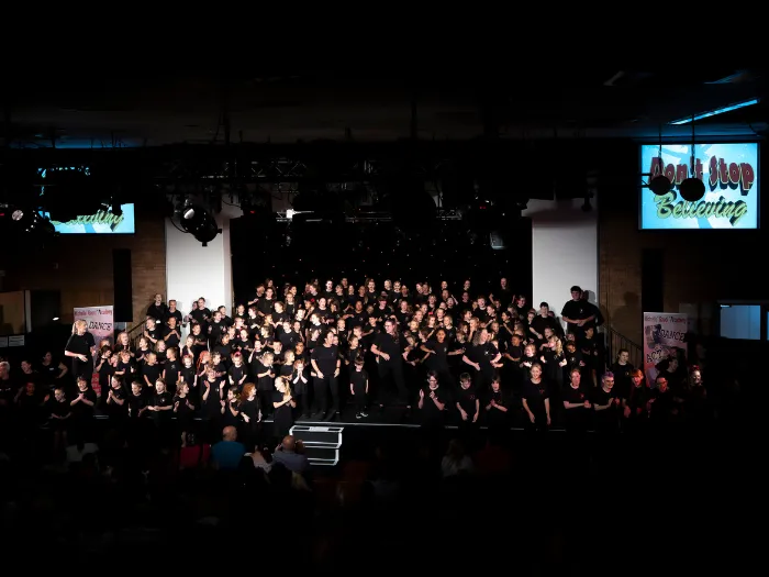 A full cast moment from Michelle Gauci Academy's Summer Show 2024, celebrating student creativity and stage confidence.