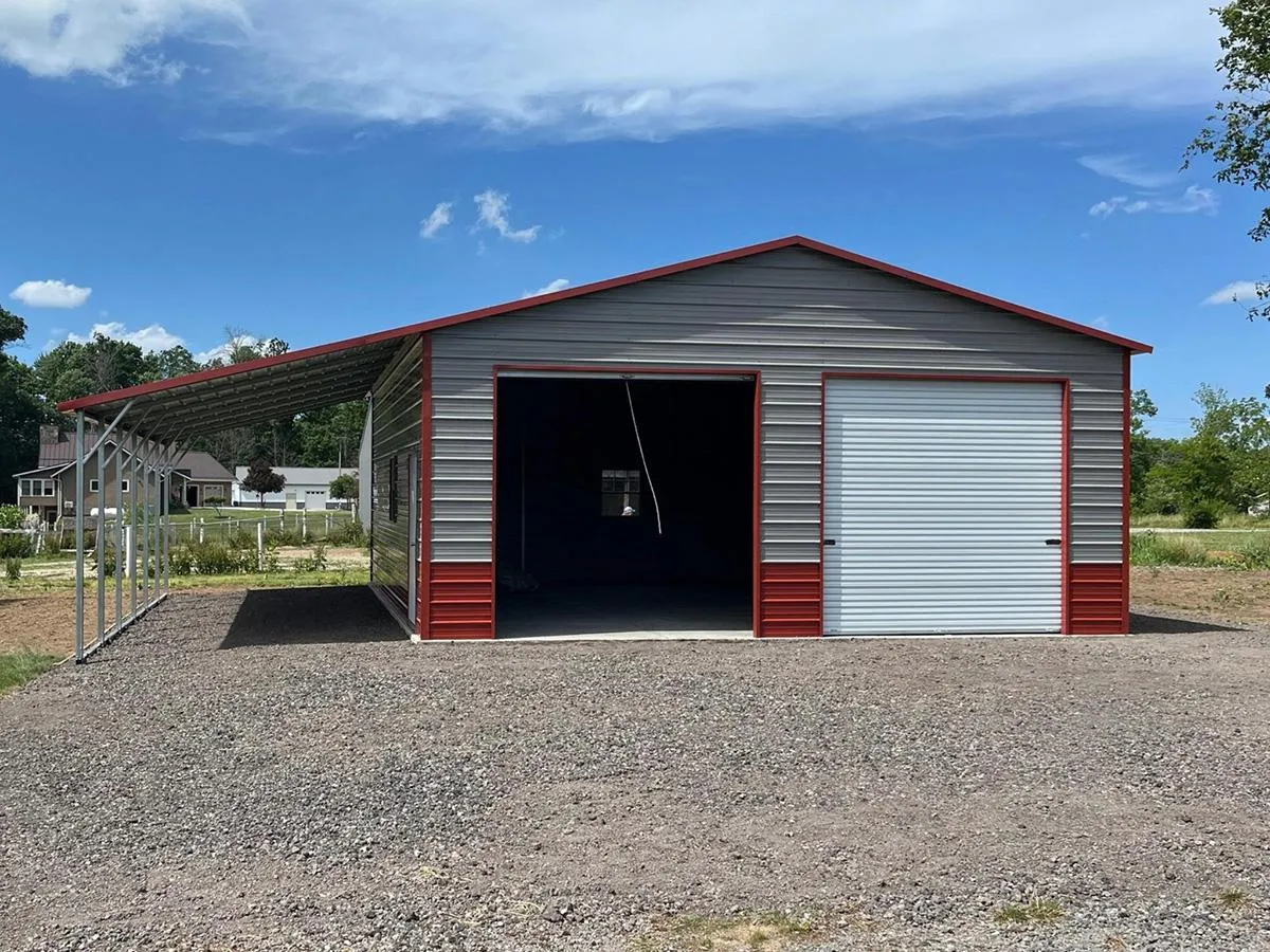 metal garage building with carport