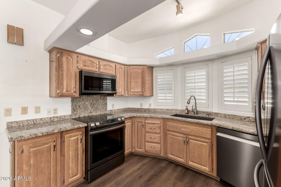 kitchen with wood cabinets