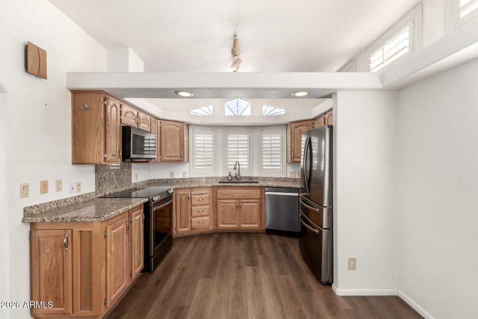 kitchen with wood floors 