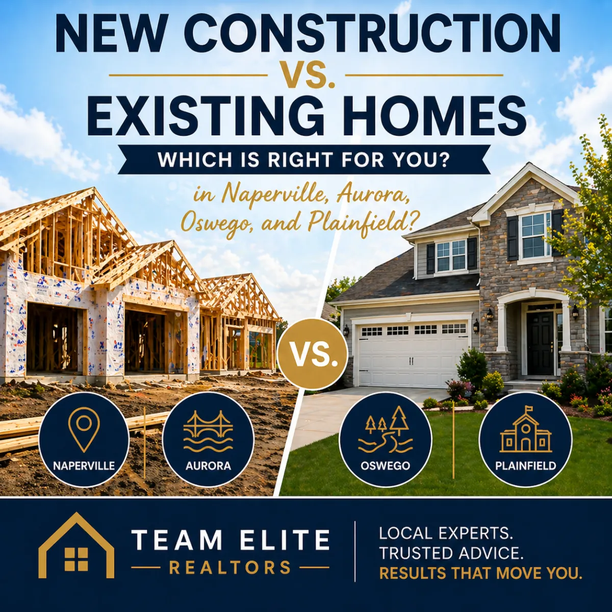 New Construction vs. Existing Homes: Which Is Right for You in Naperville, Aurora, Oswego, and Plainfield?