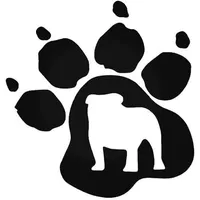 Bulldog paw print logo representing Bulldog Backflow Services, a corporate sponsor supporting Top Gun Ohio gymnastics and cheerleading training.