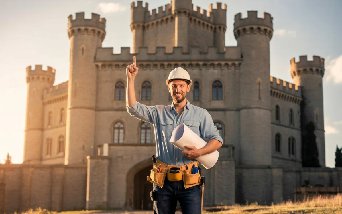 Successful contractor jumping for joy after achieving financial freedom and exclusive market share through Sovereign Stack Group’s growth framework.