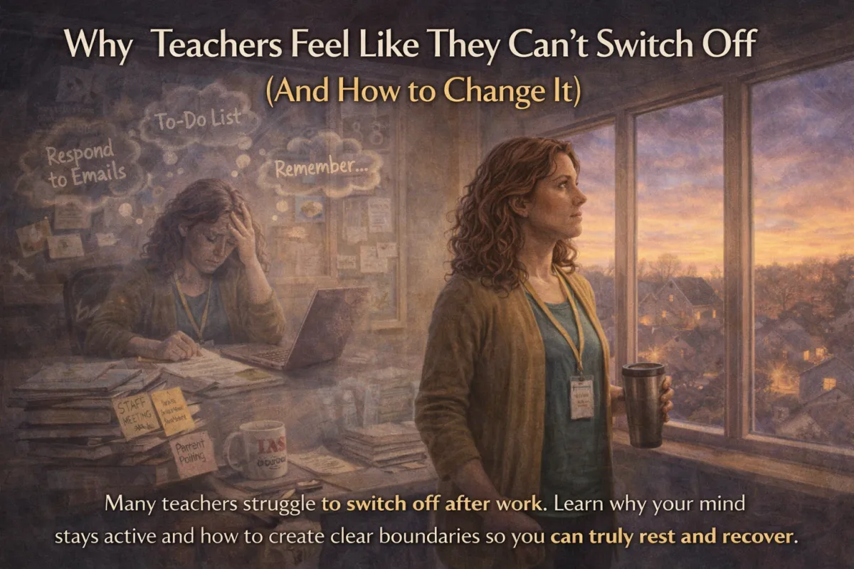 Teacher feel like she can't switch off after work.