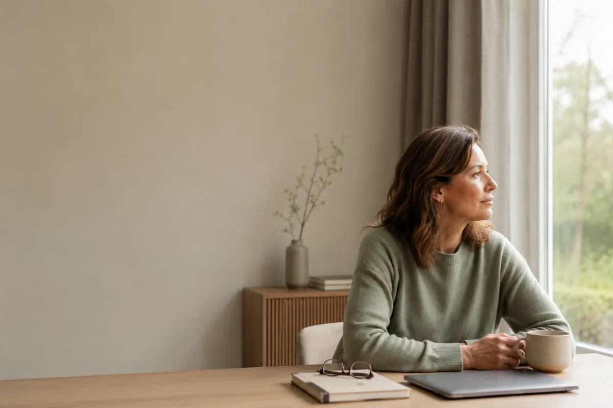 Woman gazing out the window