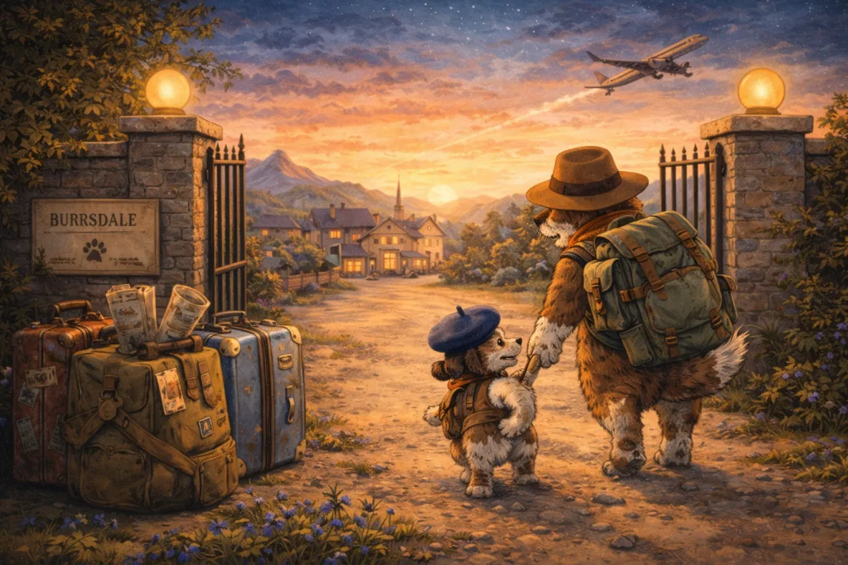 Two dogs going on adventure