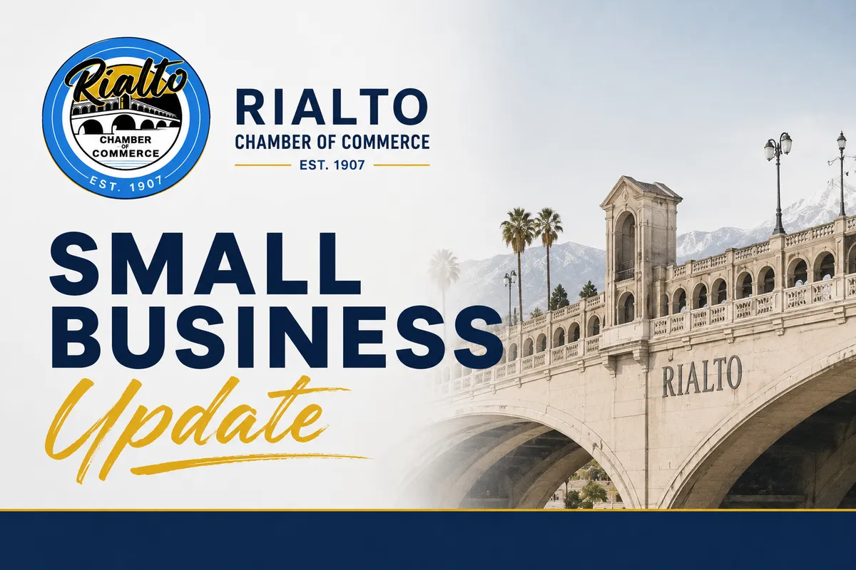 Chamber Logo and Small Business Update in front of rialto bridge