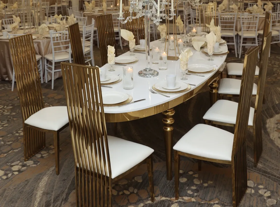 Long statement dinner table with luxury decor