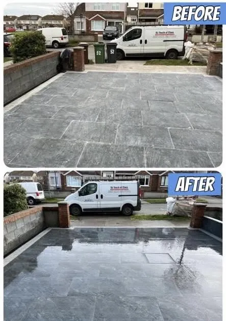 Before and after driveway power washing in Balbriggan