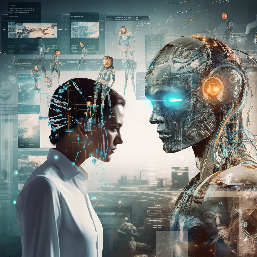 a Human and Robots, Algorithm, Data