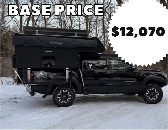 Riptide truck camper installed on a pickup showing base price