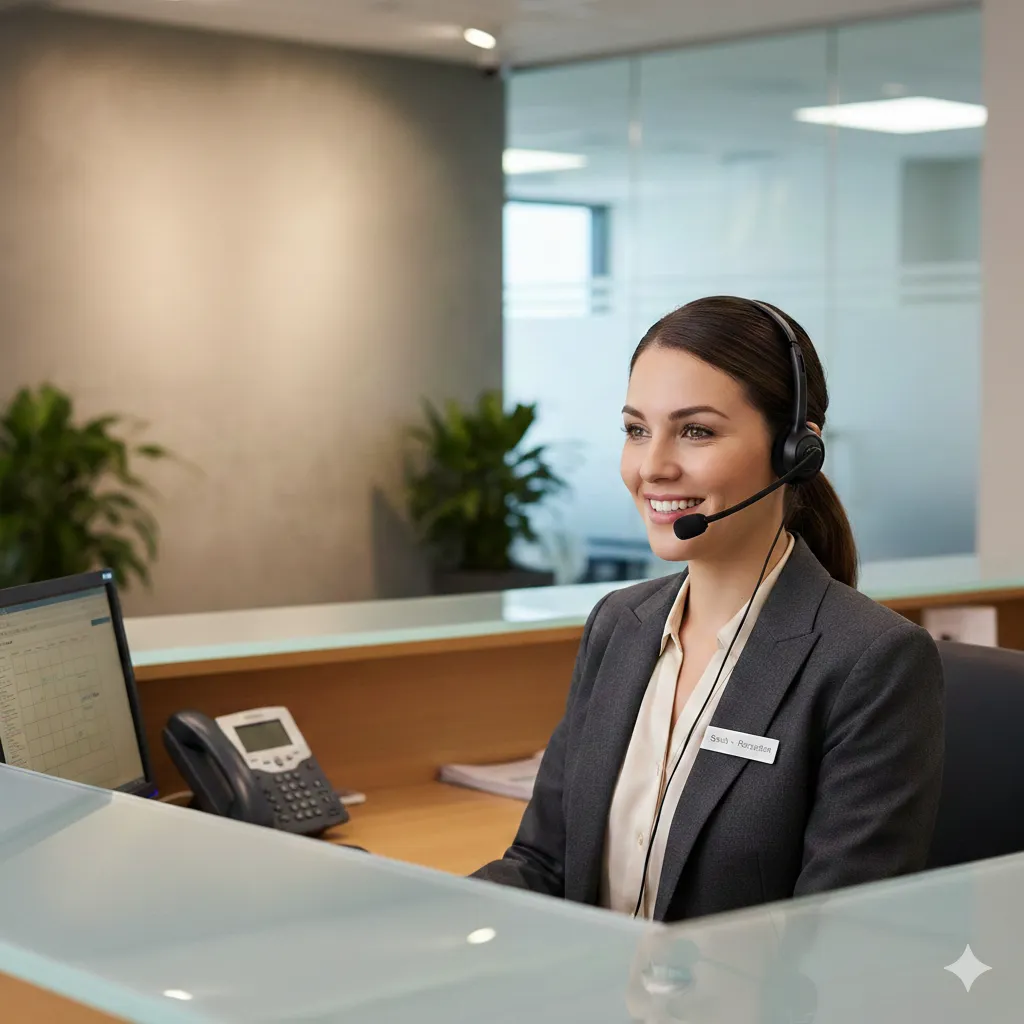 Sleek AI headset illustration representing a 24/7 AI Receptionist