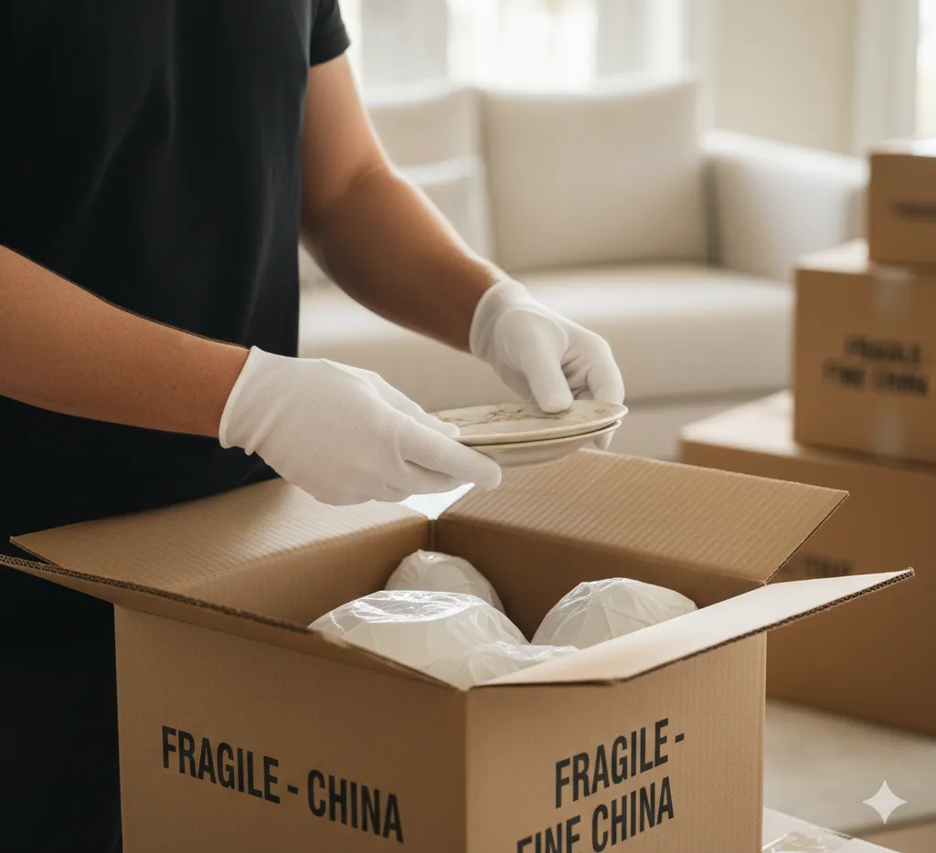 Picture f White glove unpacking treatment