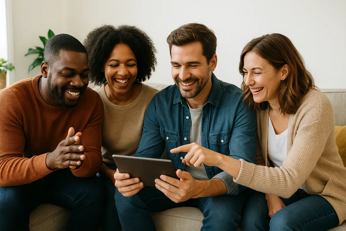 Doctor shows patient medical scan on tablet.