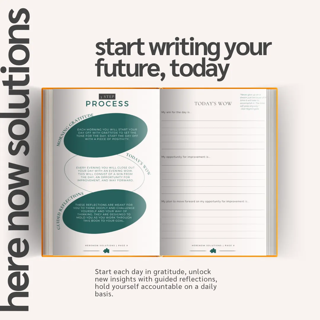 Open 30-day goal challenge guide showing daily gratitude and reflection exercises.