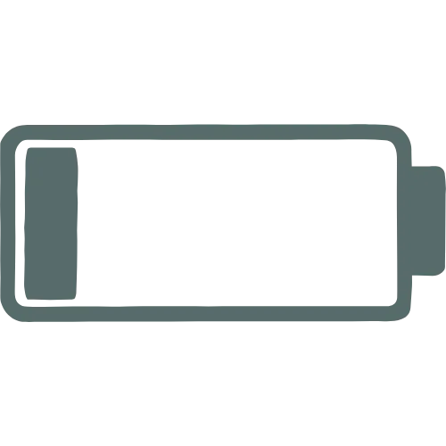 Icon of a battery icon, illustrating low employee energy and motivation affecting business productivity.