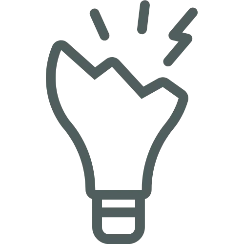 Burnout lightbulb icon symbolizing lack of inspired leadership.