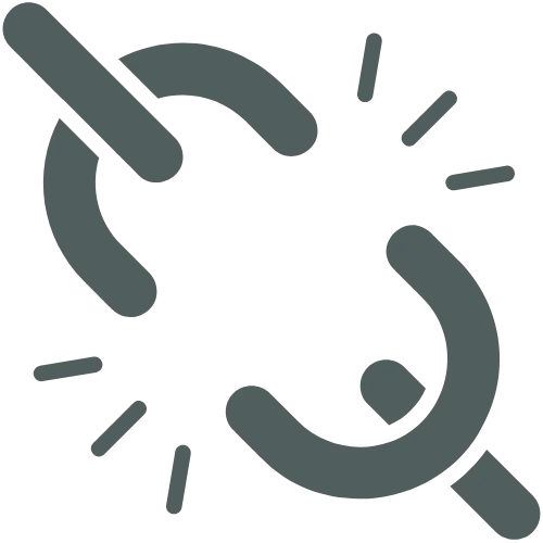 Disconnected chain icon symbolizing team misalignment and disengagement.