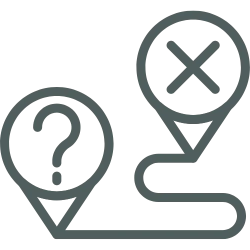 Route with an X icon representing lack of clear strategies.