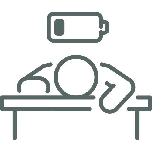 Someone slumped over icon representing burnout and exhaustion