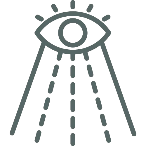 Eye with rays icon representing unclear or lost business goals