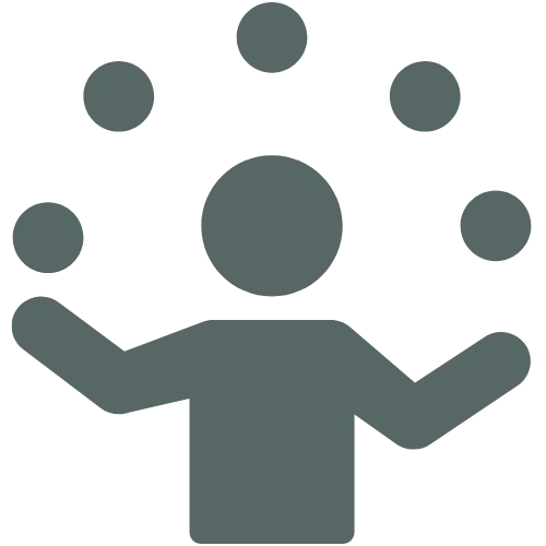 Person juggling icon representing juggling multiple roles