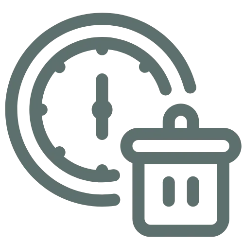 Icon of a stopwatch and gears, symbolizing wasted time and ineffective business strategies.