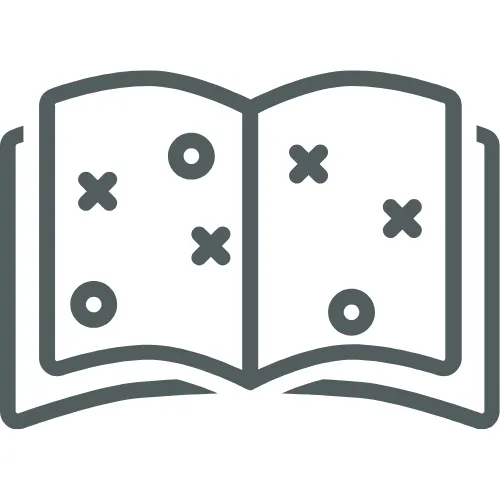 Icon of an open book, representing ready-to-use playbooks and templates for immediate business application.