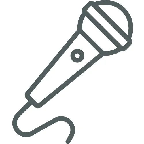Icon of a microphone, symbolizing live coaching events for real-time expert guidance.