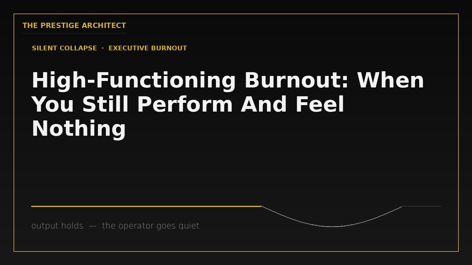 Composed executive masking emotional suppression in leadership, the Authenticity pillar of Sovereign Leadership