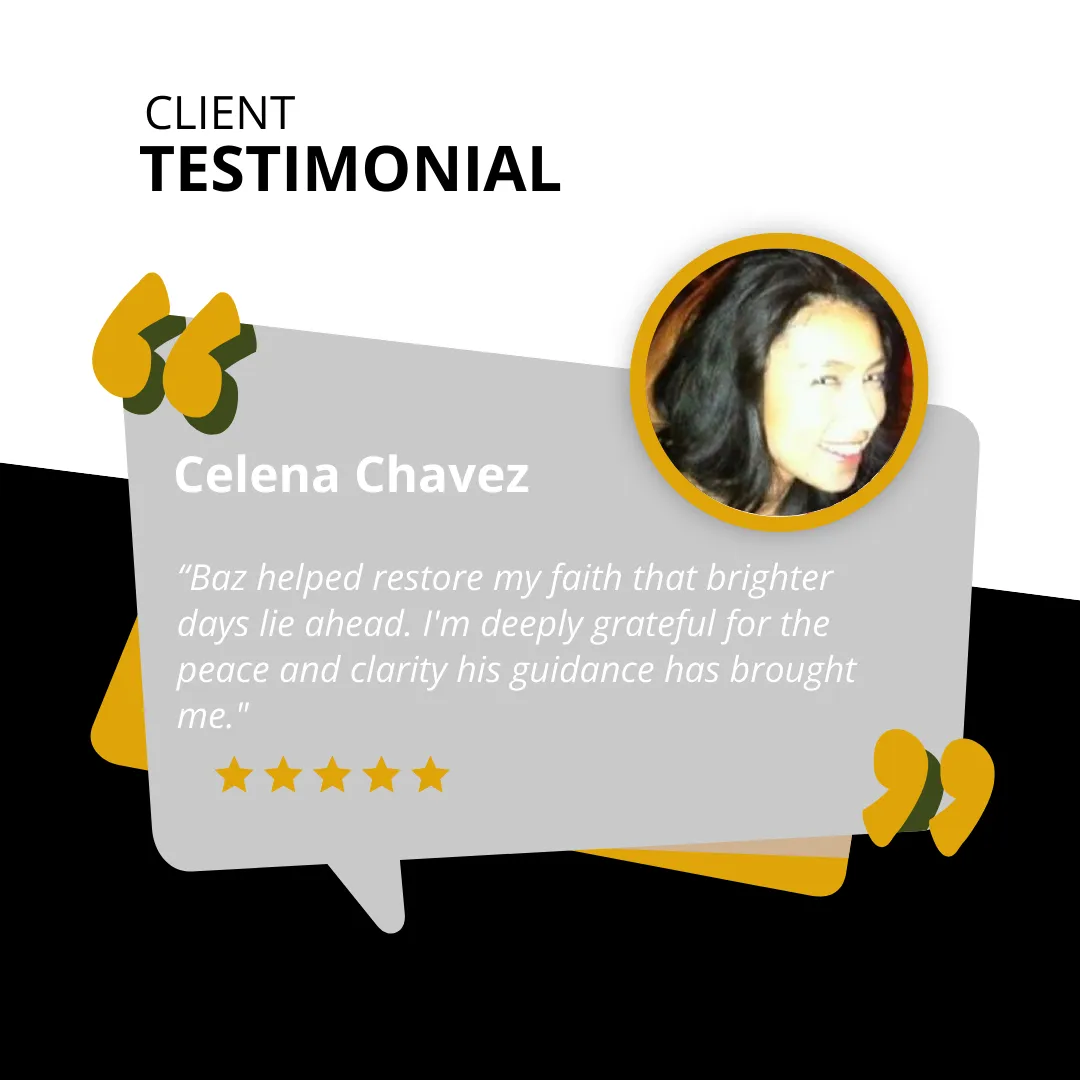 Celena Chavez testimonial for RAMS By Baz—emotional clarity and peace coaching for high-performing women rebuilding trust and purpose.