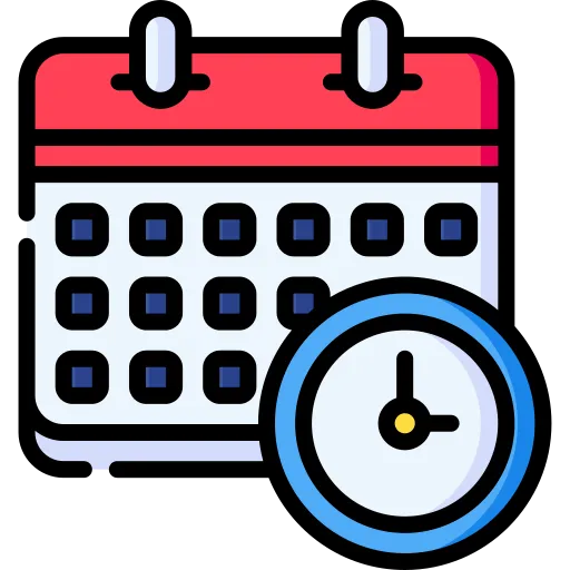 Calendar and clock icon representing time optimization and strategic execution in RAMS By Baz high-performance coaching.