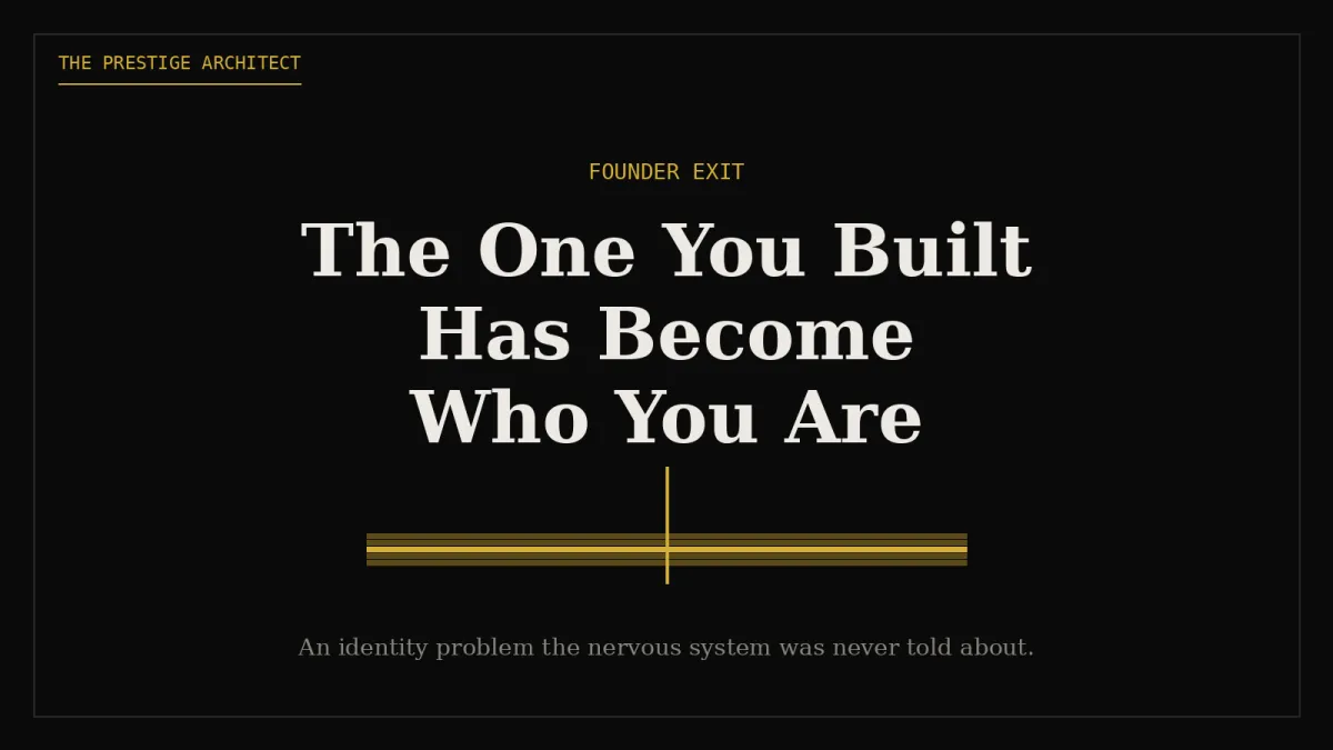 Founder facing the exit identity problem behind succession planning anxiety, Sovereign Leadership systems architecture
