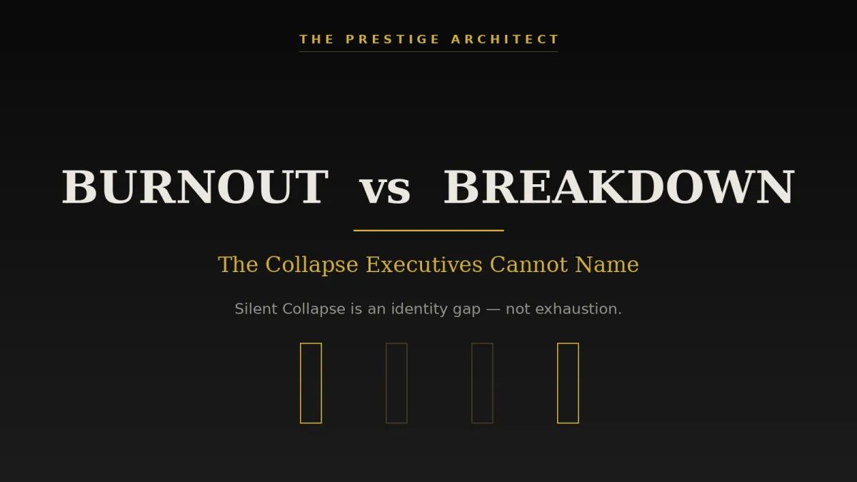 Diagnosing burnout vs breakdown for an executive in Silent Collapse, Sovereign Leadership architecture