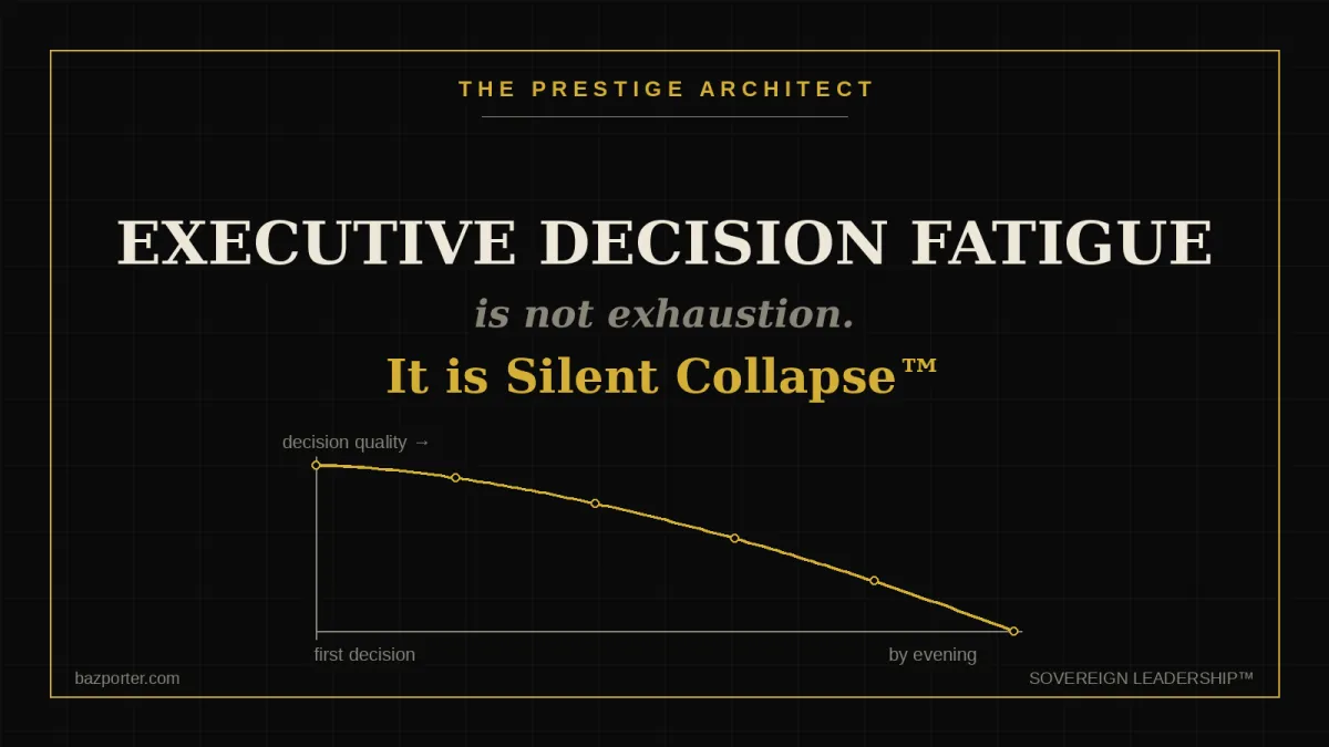 Executive decision fatigue declining through the day, a Silent Collapse signal in Sovereign Leadership