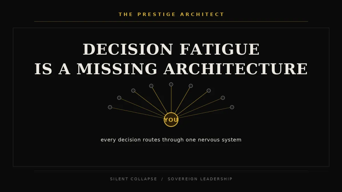 Diagramming decision fatigue architecture for an overloaded executive rebuilding Sovereign Leadership decision rights