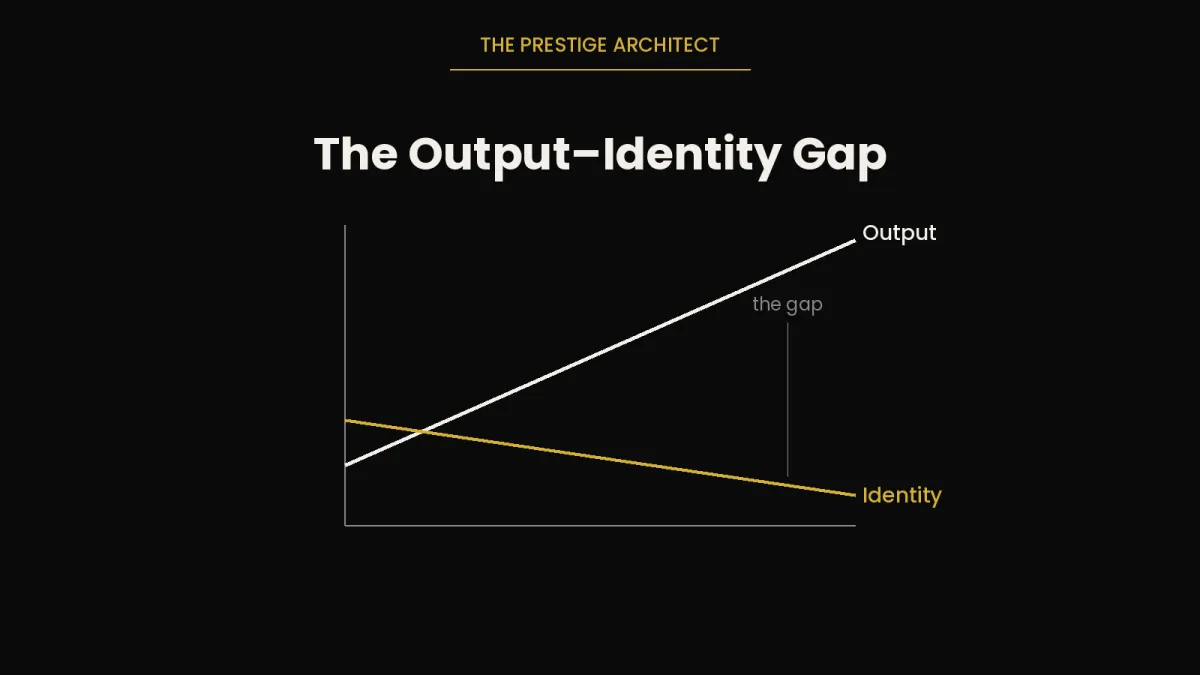 The output-identity gap widening for a high-performing executive in Silent Collapse
