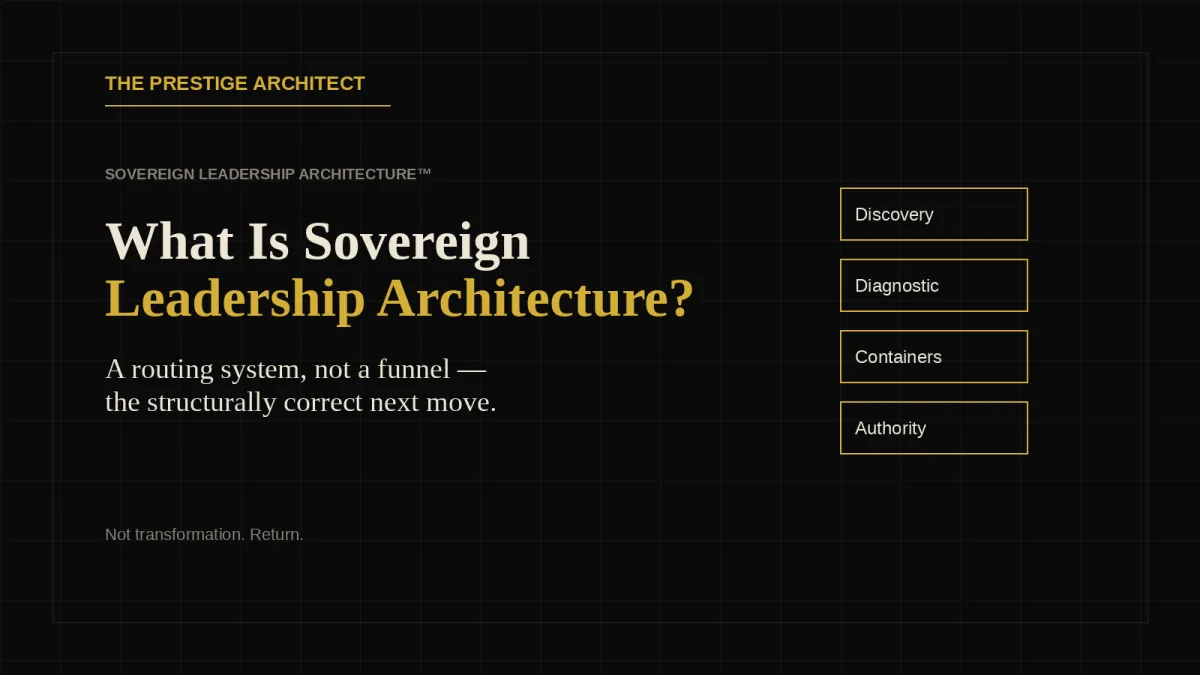 What is Sovereign Leadership Architecture — the four-layer routing system that moves a leader from Silent Collapse to sovereign return