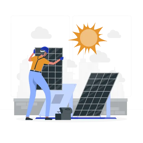 Man installing solar