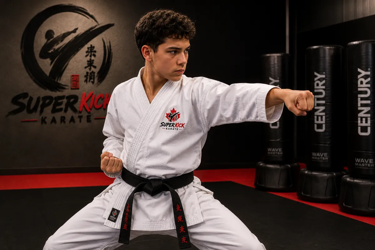 Teenager practicing Karate